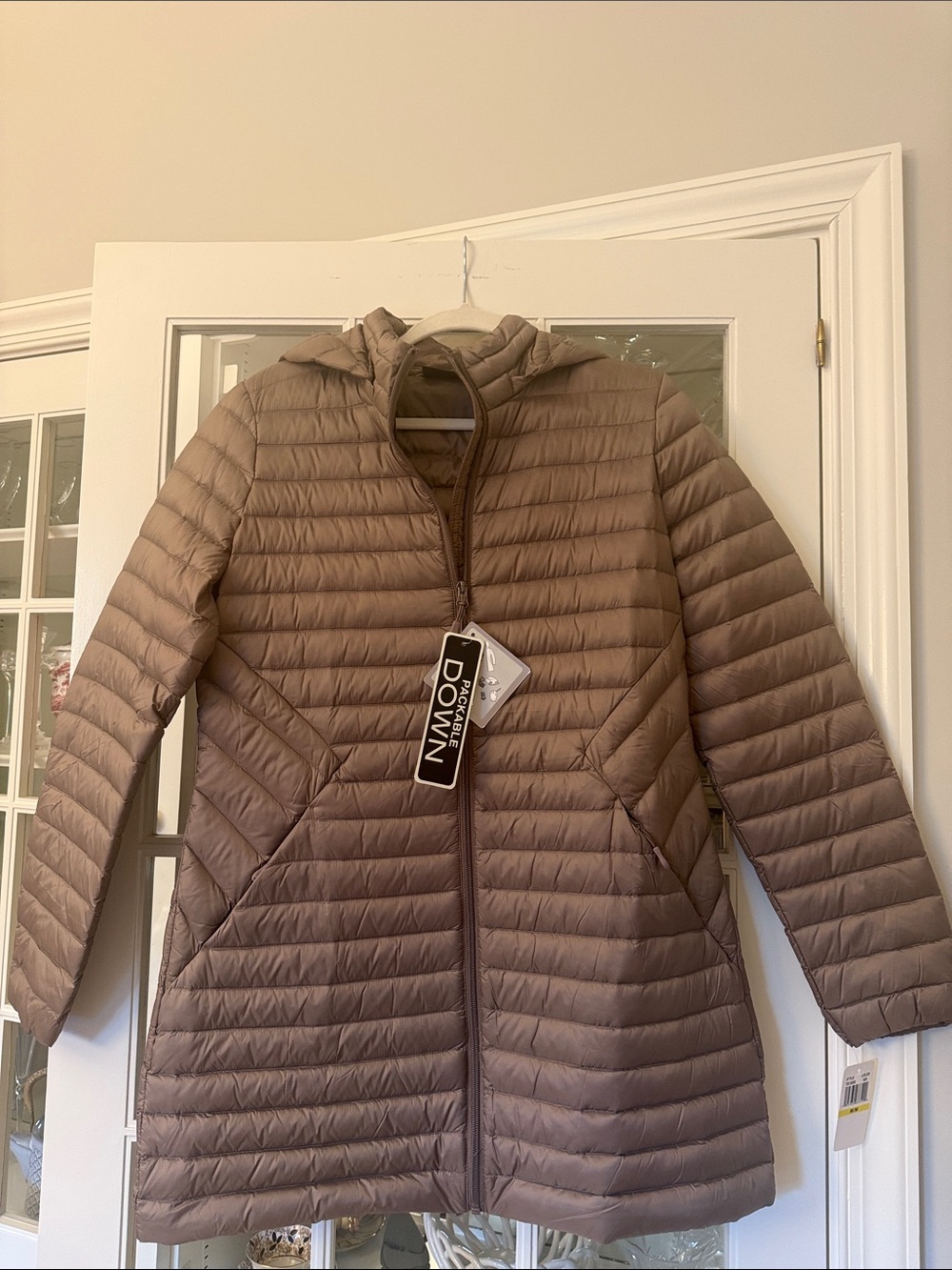 32 Degrees Hooded Packable Puffer Coat - Taupe